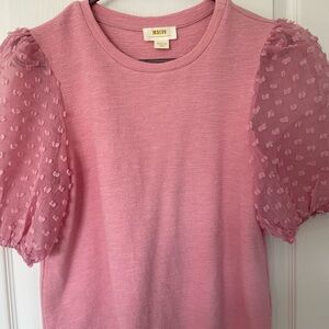 Maeve by Anthropologie Blush Pink Puff Sleeve Top Womens M EUC Coquette Core